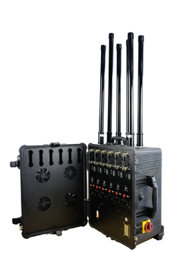 High Power Draw Bar Box Jammer With 6 Channels And 600W High Power Blocks UAV Signals Up To 3000Meters.