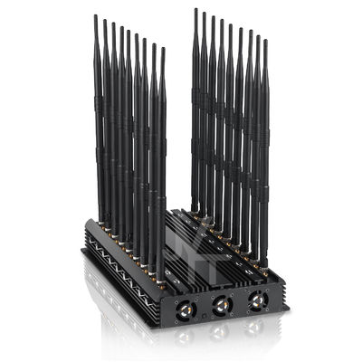 18 antennas signal jammer blocking all 2G 3G 4G 5G WIIFI (Including 5.2G,5.8G,WIFI 6E) GPS RF LOJACK signals with remote control.