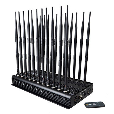 Multifunctional 22 antennas jammer shielding all 2G 3G 4G 5G WIFI GPS RF LOJACK VHF UHF LORA signals with Remote Control