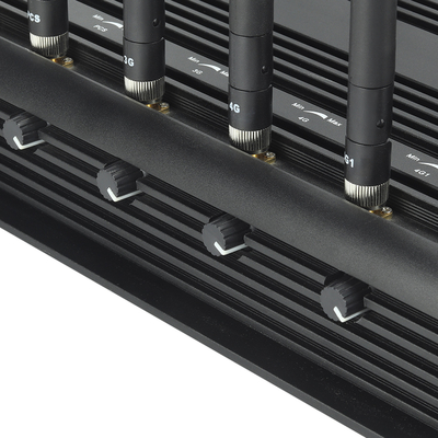 Multifunctional 12 antennas jammer shielding all 2G 3G 4G 5G WIFI GPSL1 LOJACK signals with 70 meters blocking distance
