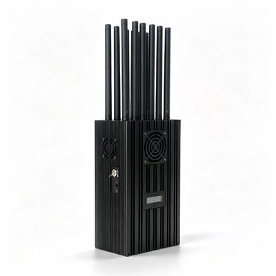 75W Portabe 12 Antennas 2G.3G.4G.5G Cell Phone Signal Jammer 2.4G 5.2G.5.8G WIFI Signals and GPSL1.L2.L3.L4.L5.  Lojack Signals（Supports charging while discharging）