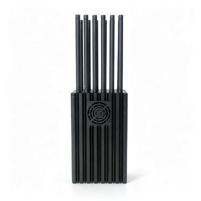 75W Portabe 12 Antennas 2G.3G.4G.5G Cell Phone Signal Jammer 2.4G 5.2G.5.8G WIFI Signals and GPSL1.L2.L3.L4.L5.  Lojack Signals（Supports charging while discharging）