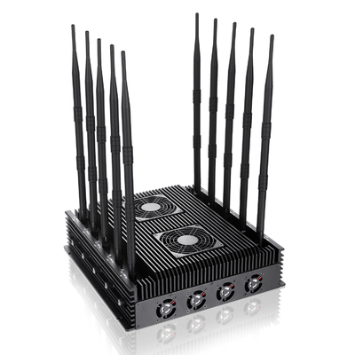 Powerful 10 antennas jammer blocks 2G, 3G, 4G,5G and WIFI signals with an output power of 84W ,coverag range up to 100m